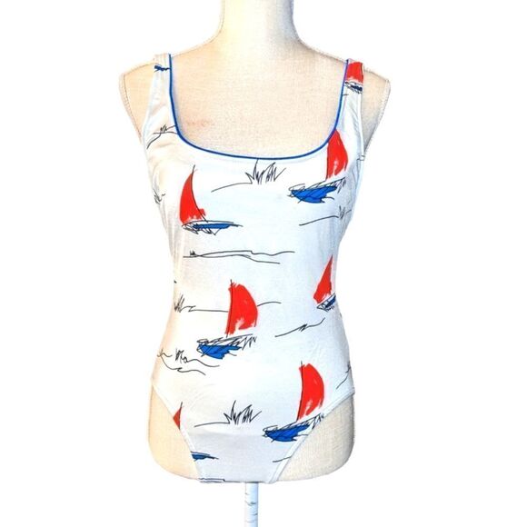 Catalina vintage sailboat print swimsuit size 12‎ - Picture 1 of 7